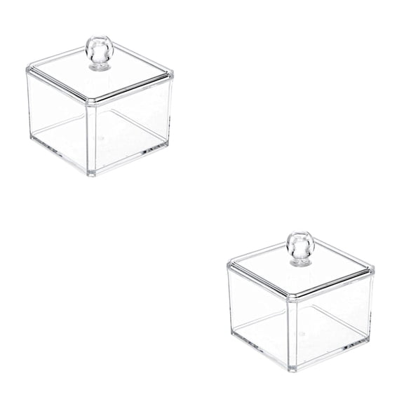 Worgeous 2pcs Mini Square Shape Acrylic Makeup Organizer Transparent Cosmetic Storage Box Container