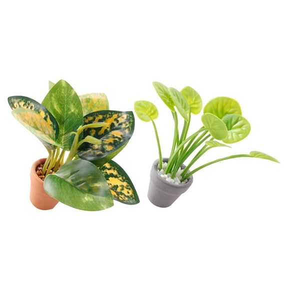 Worgeous 2pcs Miniature Bonsai Plant Realistic Faux Potted Plants In Pot For Home Office Small Garden Bonsai Model Unique Indoor Greenery