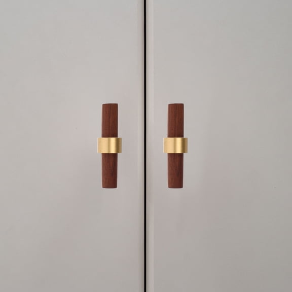 Worgeous 2pcs Modern Minimalist Cabinet Handles Long Wooden Zinc Alloy Drawer Pulls For Kitchen Wardrobe And Cupboard Doors Comfortable Grip