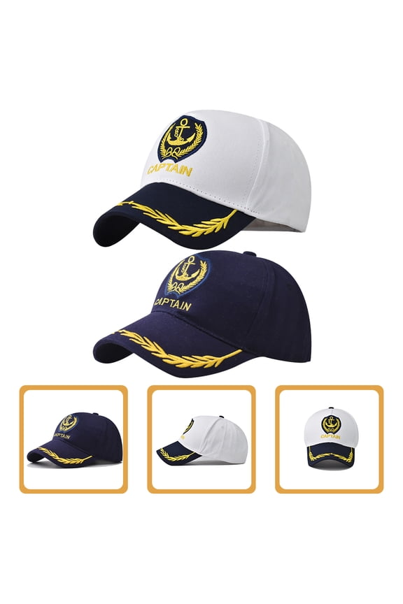 2pcs Navy Captain Hat Baseball Cap Sleek Sun Shade Hat Breathable Baseball Hat