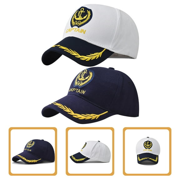 Worgeous 2pcs Navy Captain Hat Baseball Cap Sleek Sun Shade Hat Breathable Baseball Hat