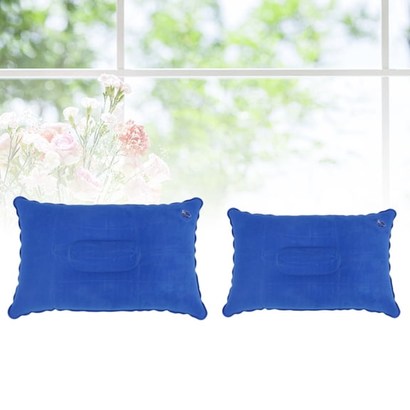 Worgeous 2pcs PVC Flocking Inflatable Pillows Neck Pillows Portable Inflation Cushion for Outdoor Hiking Travel(Sky Blue)