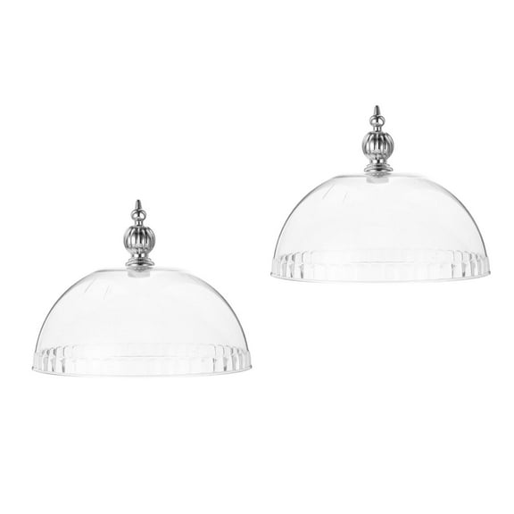 WORGEOUS 2pcs Transparent Cake Dome Plastic Cloche 6.8 Inch Charcuterie Dome Cheese Dome Clear Cake Stand Lid For Food Presentation Protection Parties Butter Platter