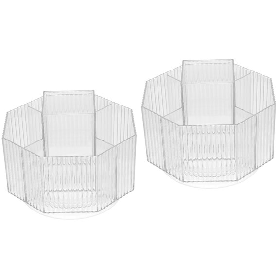 Worgeous 2pcs Plastic Rotary Pen Pencil Holder Rotating Grids Pen Holder Stand for Desk
