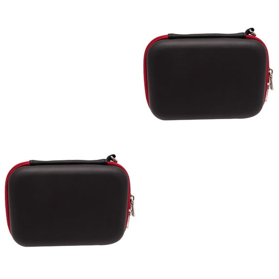 Worgeous 2pcs Portable Protective Carphones Case Organizer Universal Travel Case Bag for Cables/USB Hard Drive/Plug/External Flash Drive/Small Electronics (Black)