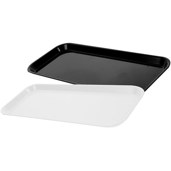 Worgeous 2pcs Rectangle Serving Tray Dessert Holders Black ABS Elegant Design Hosts Birthdays