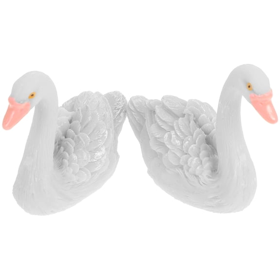 Worgeous 2pcs Resin Swan Figurines High Simulation Durable Resin Figurine for Home