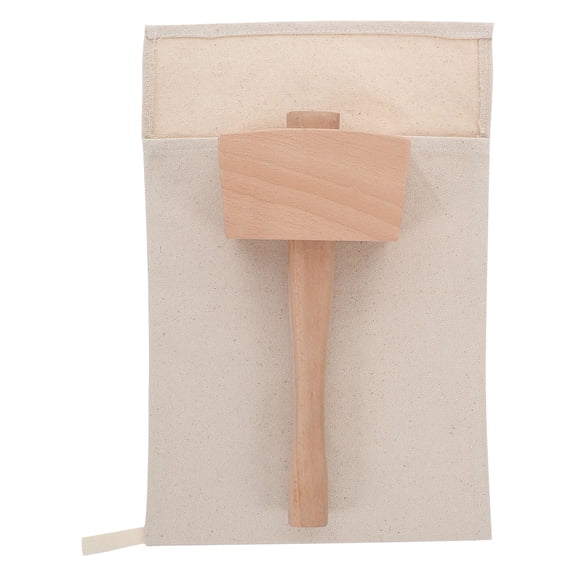 SEWCHICS Ice Grinding Tool Ice Mallet and Bag Wood Crush Ice Cocktail Enthusiasts Restaurants 2pcs