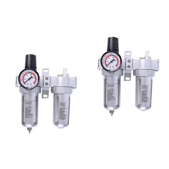 Worgeous 2pcs SFC400 Air Compressor Regulator Oil Water Separator Trap Filter Regulator Automatic Drain (Silver)
