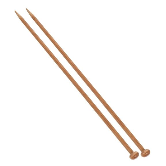 WHAMVOX Bamboo Knitting Needles for DIY Craft Creative Mushroom Head Design with Smooth Brown 2pcs