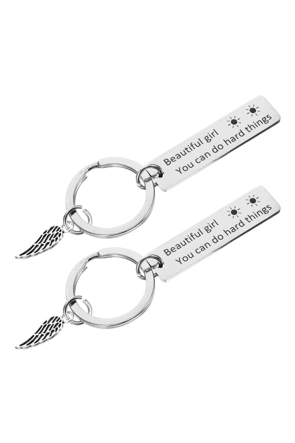 2pcs Small Keychains Bag Hanging Key Ring Inspirational Words Keychain Purse Decor