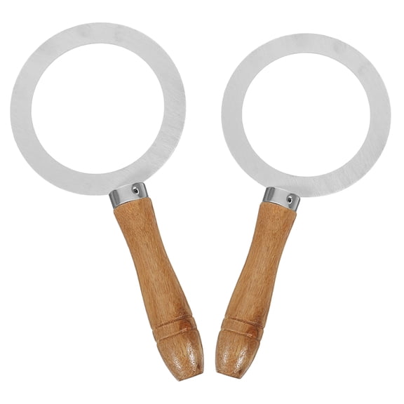 Worgeous 2pcs Stainless Steel Milk Cup Rim Culinary Protective Cover Milk Tea Creme Brulee Ring With Wooden Handle For Diy Milk Tea Brulee Making