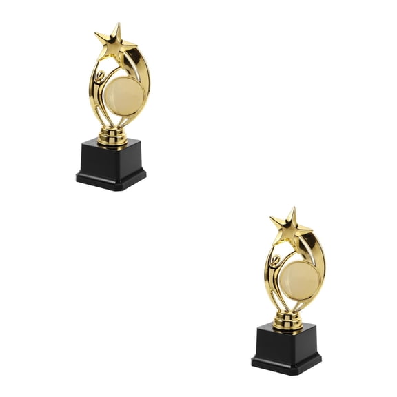 Worgeous 2pcs Star Trophy Cup Sports Competition Golden Award Trophy Model Plastic Trophy Model for Kids and Adults Participation and Achievement