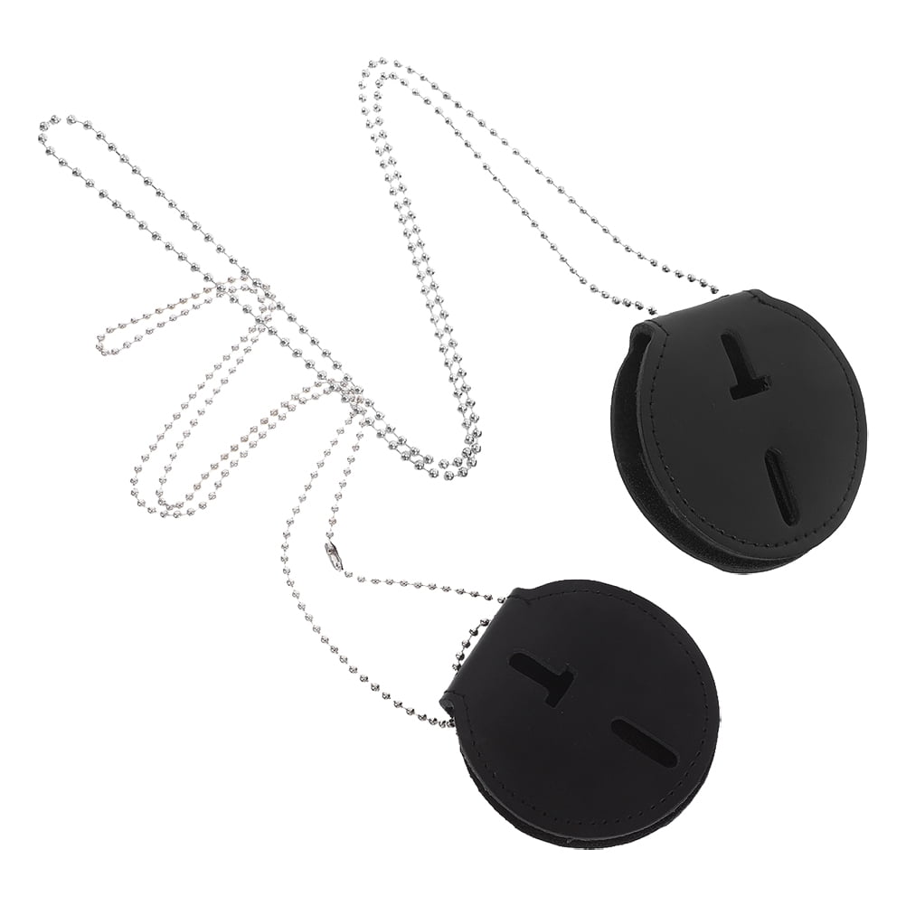 SKISUNO 2Pcs Stylish Black Police Badge Holder with Clip PU Material for Secure Identification
