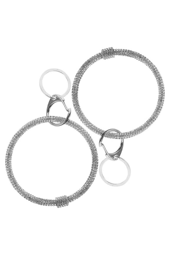 2pcs Crystal Bracelet Key Ring Rhinestone Key Chain Bangle Bling Car Keychain Bracelet For Women Keys Wallet Purse Glitter Keychain