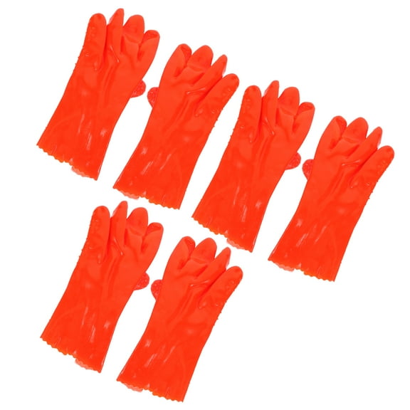 Worgeous 3 Pairs Waterproof PVC Gloves For Men For Winter Work PVC Sewer Gloves Cleaning Gloves For Gardening Fishing And Plumbing