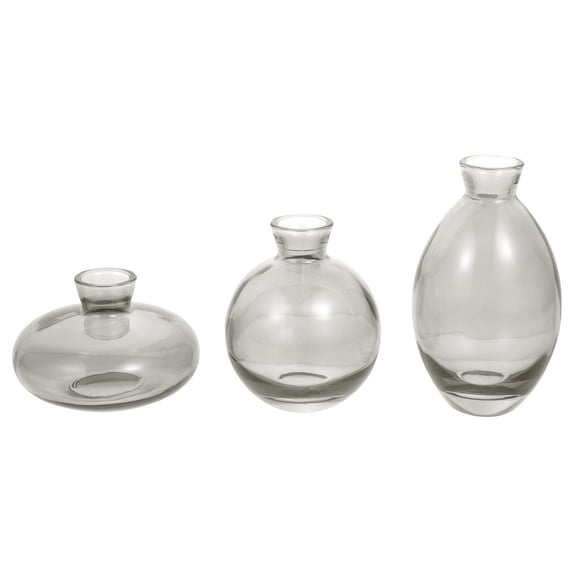Worgeous 3 Pcs Decorative Glass Vase Set Sturdy Vase 7.5x7.5x8cm Grey