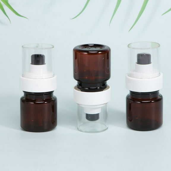 Worgeous  3 Pcs Essence Bottle Hand Dispenser Pump Travel Essential Oils Bottles for Liquids Lotion Brown