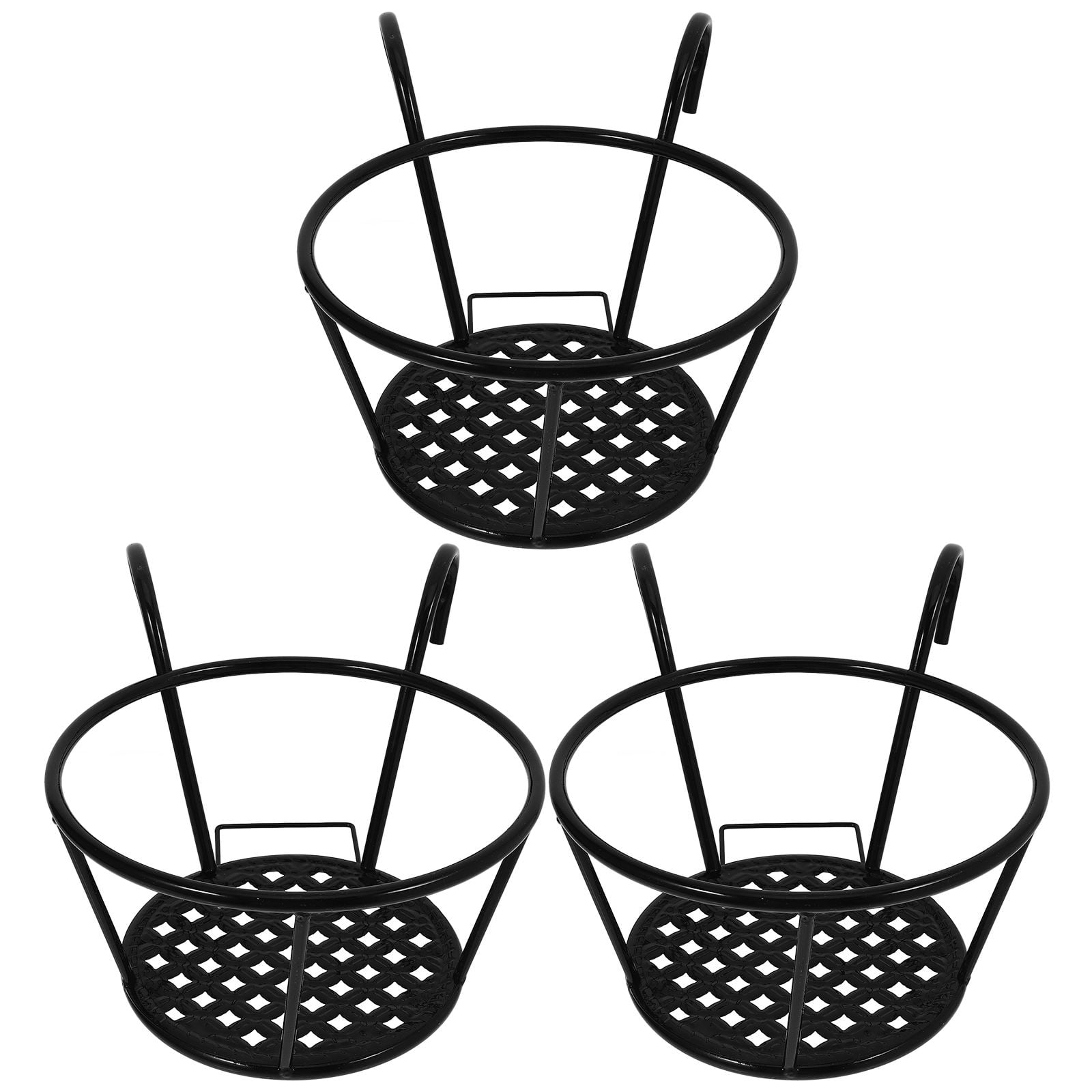 Worgeous  3 Pcs Hanging Railing Planter Decorative Black Shelves Shelf