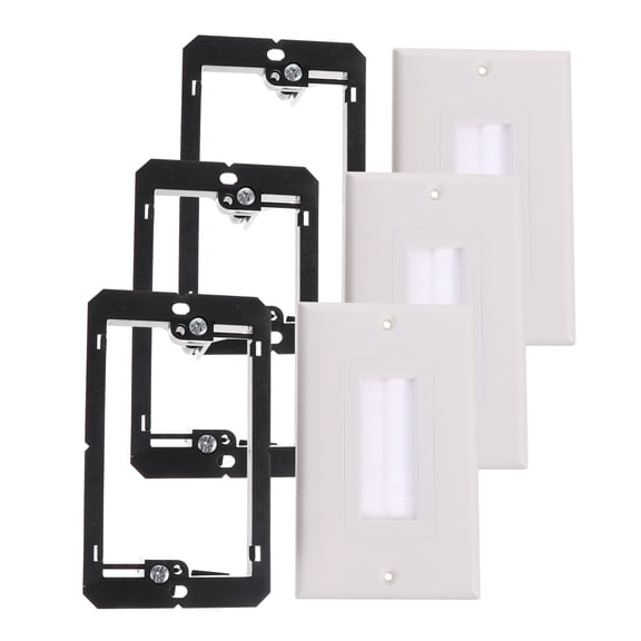 Worgeous 3 Pcs Keystone Jack Wall Plate Cable Pass Through Panel for Cables