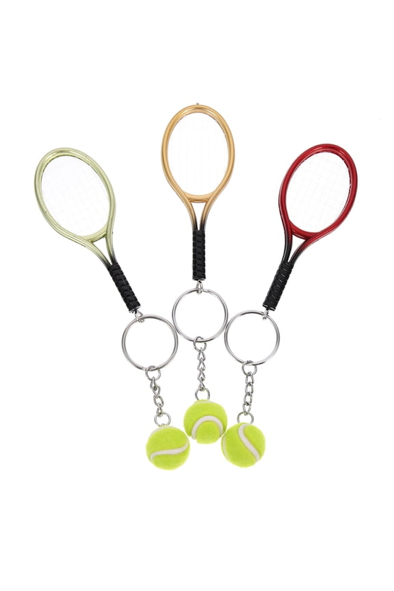 3Pcs Assorted Color Plastic Tennis Keychains Multi function Decorative Ornaments for Keys