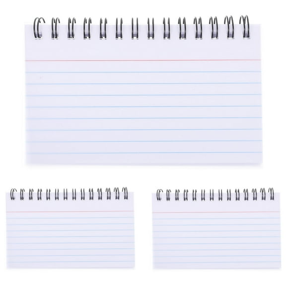 Worgeous 3-Pack Small Spiral Notepad Index Cards with for Students, Flashcards and Note Taking