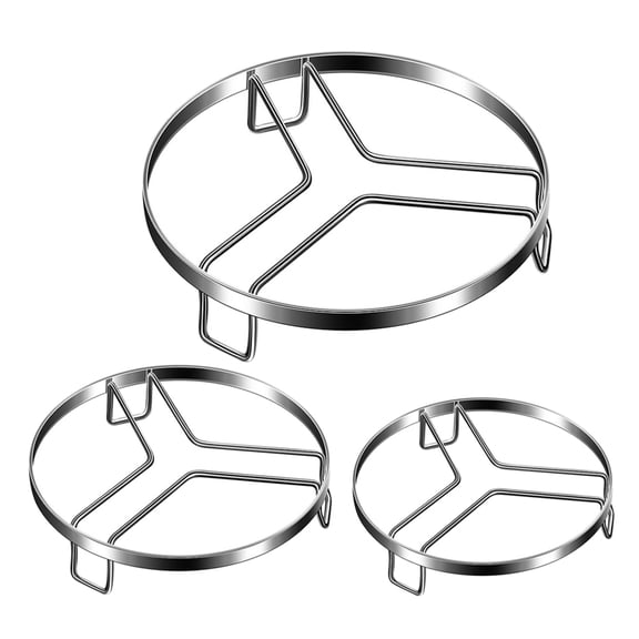 Worgeous 3 Pcs Stainless Steel Wok Rack Heat-resistant Steaming Strainer Silver