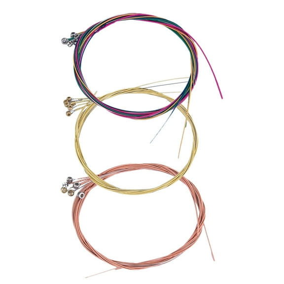 Worgeous Folk Guitar Strings Set of 3 Assorted Color Metal Strings for Acoustic Guitar Durable Comfortable Play