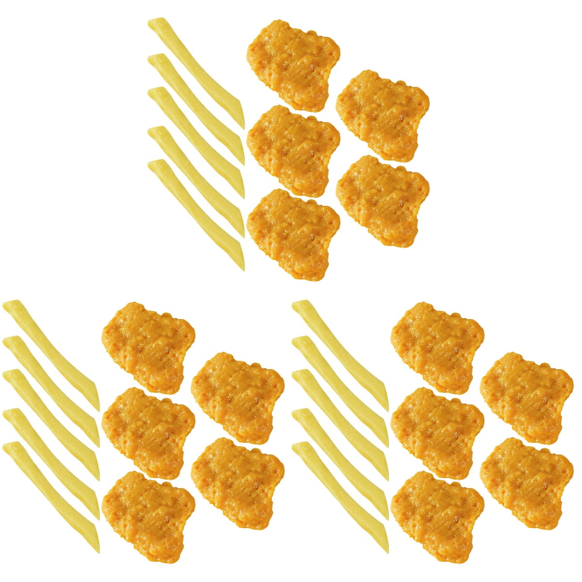 Worgeous 3 Sets  of Artificial Fried Chicken Nuggets Model Fake French Fries Artificial Food Model