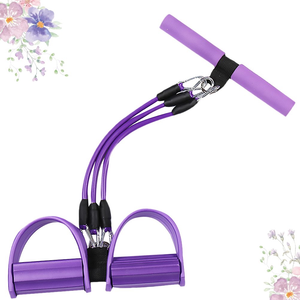 Worgeous 3 Tubes Pull Multifunctional Sit up Exercise Equipment Fitness Purple