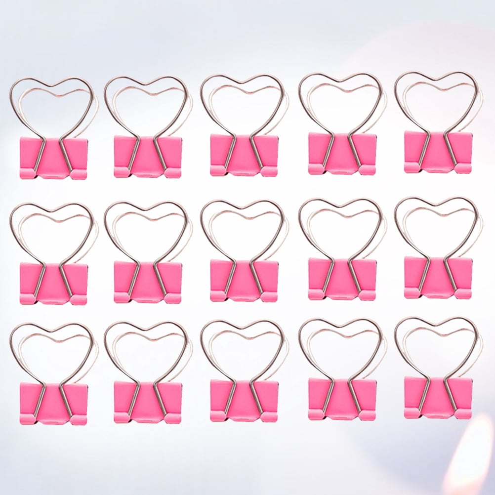 Worgeous  30 Pcs Heart-shaped Small Paper Clip Pink Love Hollow Out Clips