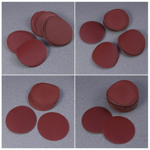 Worgeous 30 in 1 Mixed Grits Round Self-stick Sanding Sheets Sandpaper Pads (Dark Red)