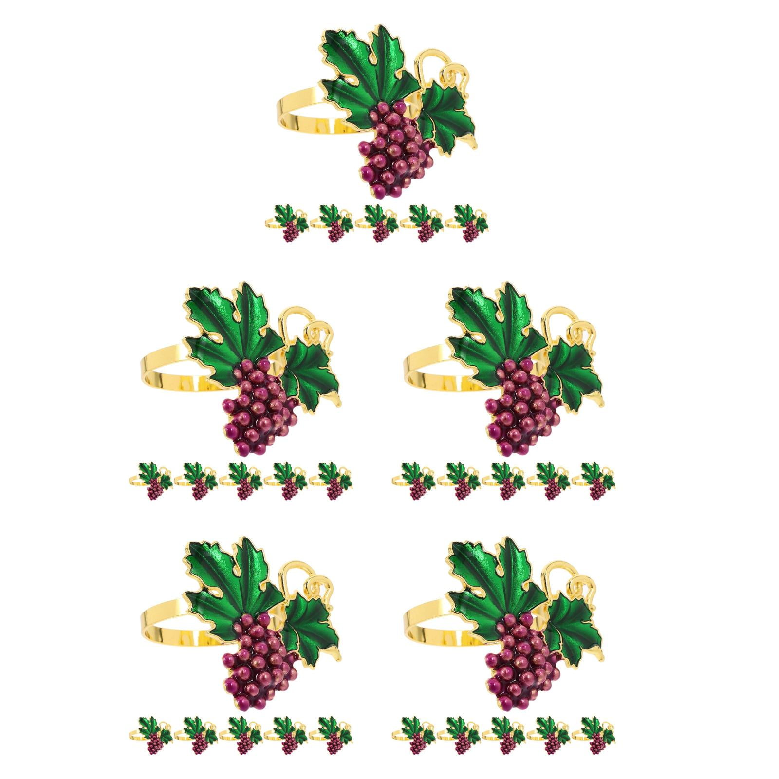 Summer Grape Napkin Rings - 2 Pack Zinc Alloy Table Decor For Parties & Dining