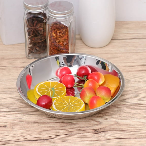 Worgeous 304 Stainless Steel Disc Plate Dinner Plates Dinnerware Silver