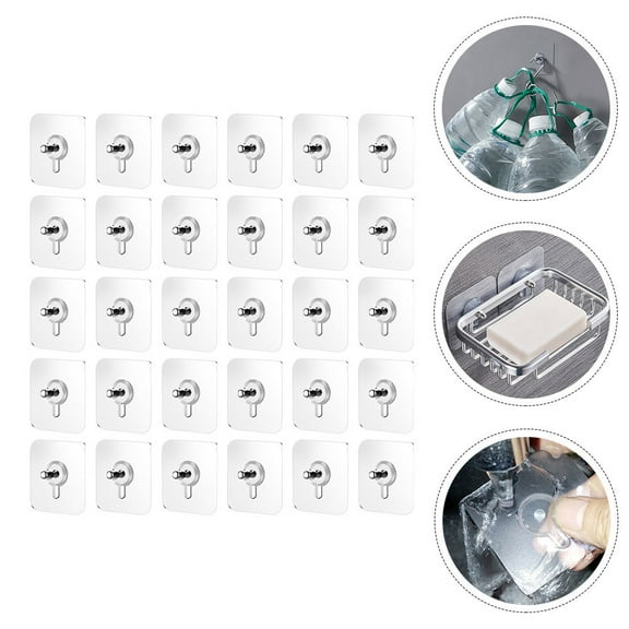 FONDOTIN Self Adhesive Hook Nails, 30 Pcs Acrylic Wall Hooks for Hanging, Damage-Free, Strong Hold