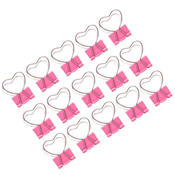 Worgeous 30Pcs Mini Small Paper Clip Pink Love Long Tail Heart Hollow Out Clip Folder Notes Letter Ticket Clip