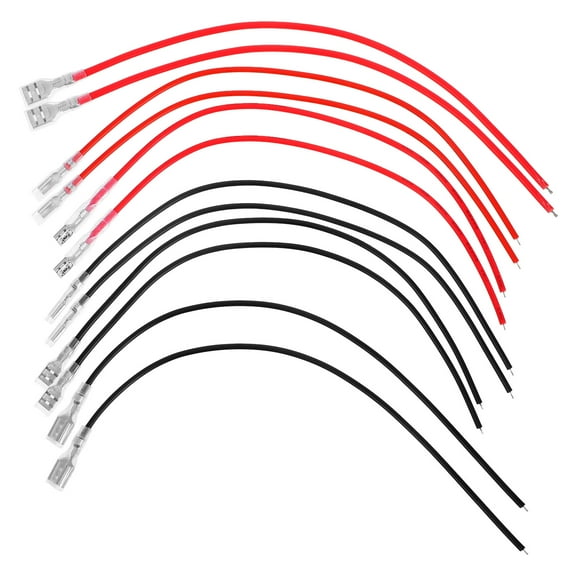 Worgeous 30pcs Battery Terminal Leads Female Spade Quick Connect/Disconnect 6.3mm Terminals with Insulated Sleeves and Heavy Duty Guage Wires for Automotive Electrical Use