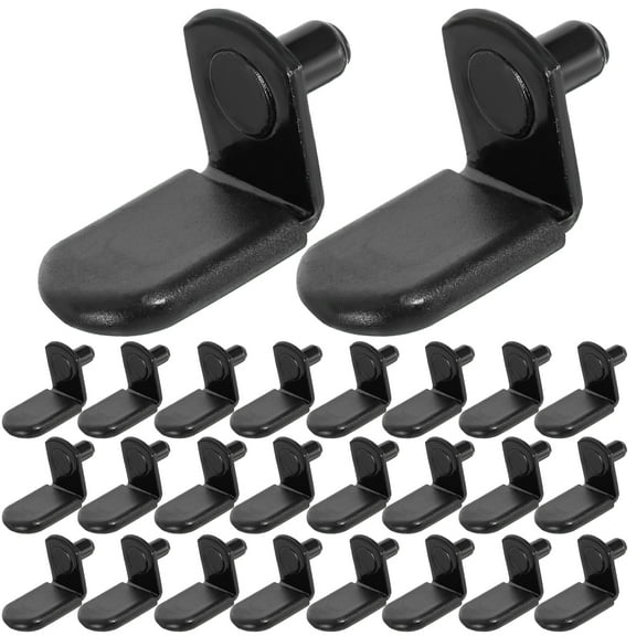 Worgeous 30pcs Black Plastic Shelf Support Pegs for Cabinets Heavy Duty Shelf Support Brackets for Bookshelves and Kitchen Shelves