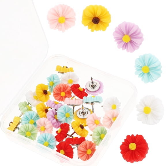 FOMIYES 30Pcs Multi Function Flower Thumbtacks Reusable Push Pins for Daily Use