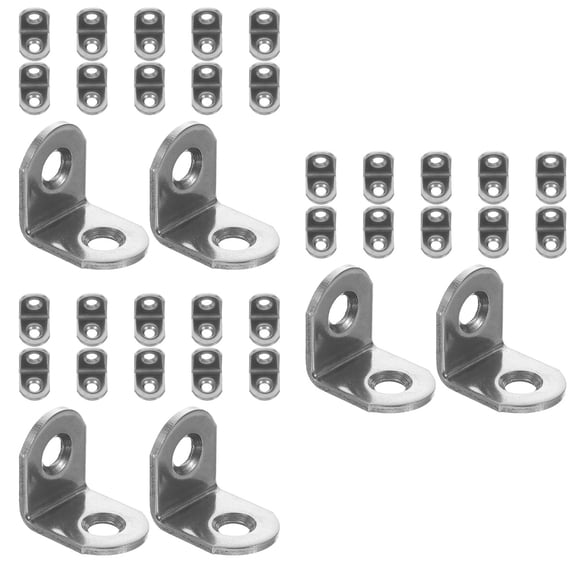 Worgeous 36-Pack Stainless Steel L Brackets 90 Degree Shelf Support Braces for Wood Shelving and Furniture