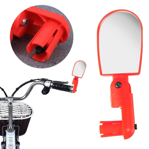 Phenofice Mirror for Bike Riding Cycling Mirror Red Plastic 1Pack Adjustable Compact