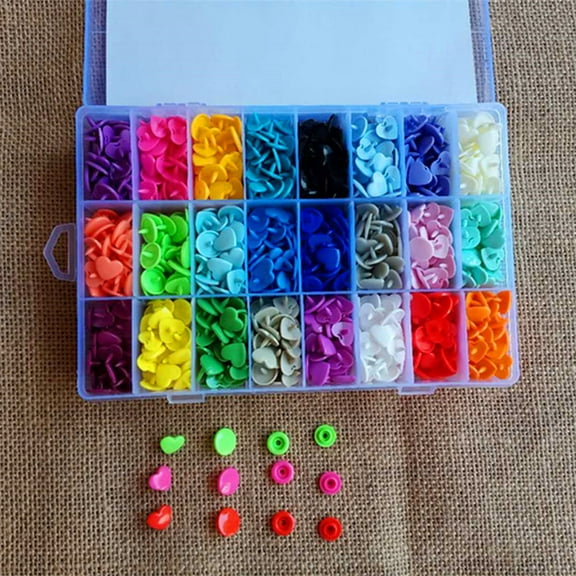 Worgeous 360 Sets Heart Shape Snaps Fastener Craft Buttons Plastic Buttons for Fabric Cloth DIY
