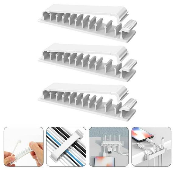 Worgeous 3Pcs Cable Clips for Desk and Cabinet Wire Management in White with PC