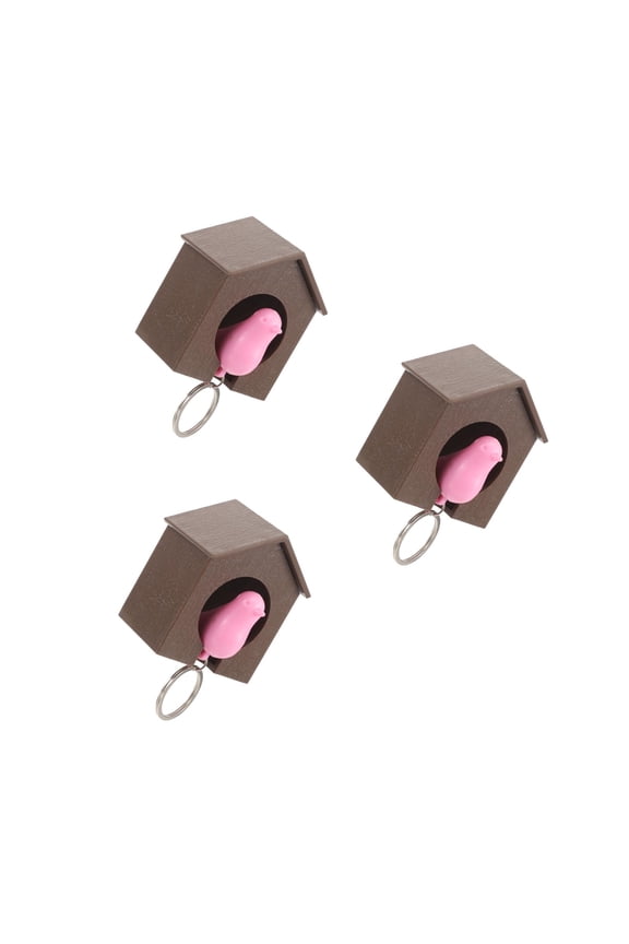 3-Piece Birdhouse Key Set with Brown House and Bird Charm for Keys and Accessories