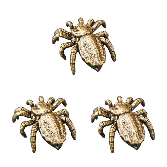 Worgeous 3pcs Brass Sculpture Spider Ornament Brass Spider Figurine Living Room Decor Aesthetic Spider Steampunk Home Decor Chinese Decoration for Home