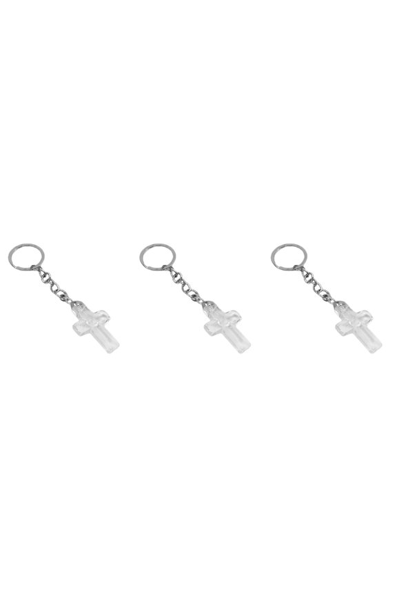 3pcs Creative Key Holder Crystal Cross Design Key Ring Key Chain Decor Wedding Gift