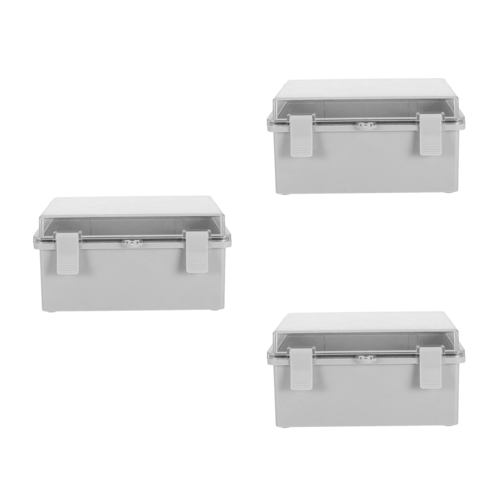 Worgeous 3pcs Plastic Waterproof Electrical Junction Box Dustproof Outdoor Project Enclosure With Hinged Shell And Wall Brackets