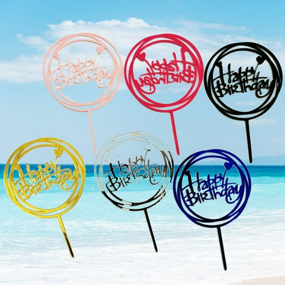 Worgeous 3pcs Happy Birthday Cake Topper Cake Decorations Party Supplies (Random Color)