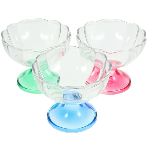 Masteelf Plastic Footed Bowl for Dessert and Ice Cream with High Base Design Assorted Color 3pcs