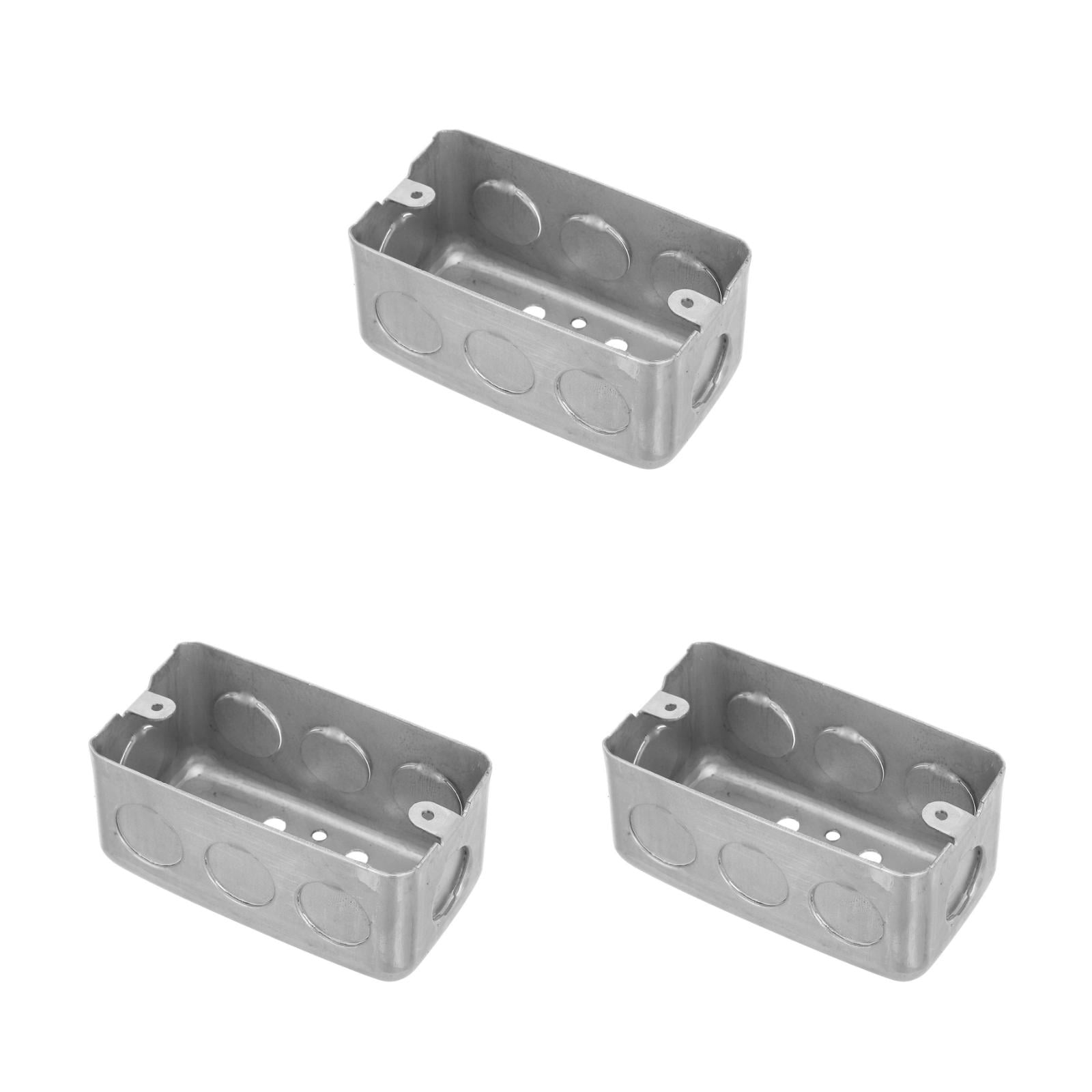 Worgeous 3pcs Metal Electrical Box Single Gang Electrical Box Deep Junction Box Metal Galvanized Electrical Box Drawn Construction